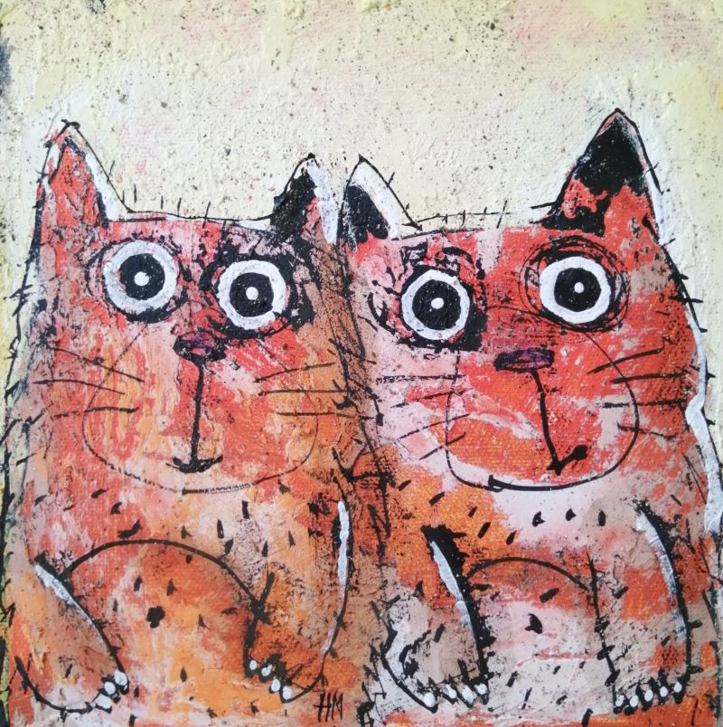 Chats roux - 20 x 20 cm - Prix sur demande