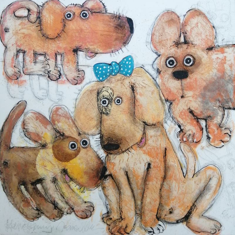 Gang de chiens 3 - 80 x 80 cm - Prix sur demande