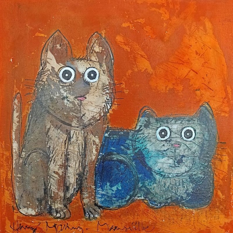 Chats orange - 40 x 40 cm - 500 €