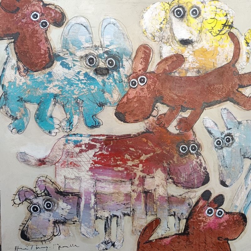 Gang de chiens 3 - 80 x 80 cm - 1 900 €